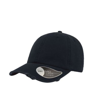 Gorra de algodón de estilo americano 90s con desgaste 280 g/m2 color azul marino vista de impresión