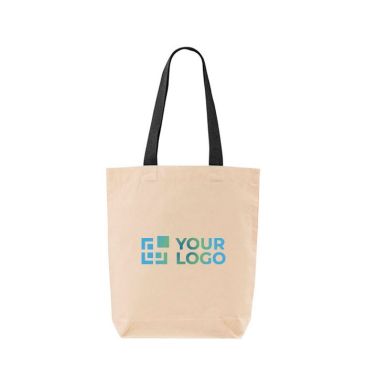Bolsa de algodón con fuelle inferior y asas de colores 180 g/m2 vista principal