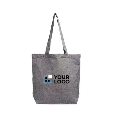 Bolsa plegable de algodón reciclado con bolsillo interior 190 g/m2