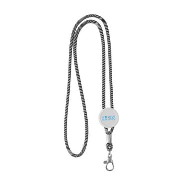 Lanyard promocional moderno tubular de poliéster con mosquetón 3cm vista principal