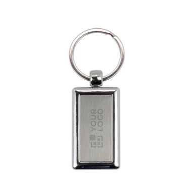 Llavero rectangular con lado de plástico de color y aro de metal