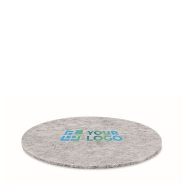Posavasos en forma de circulo hecho de fieltro reciclado color gris vista de impresión