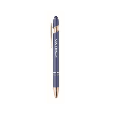 Bolígrafo de aluminio reciclado con detalles de oro rosa tinta azul