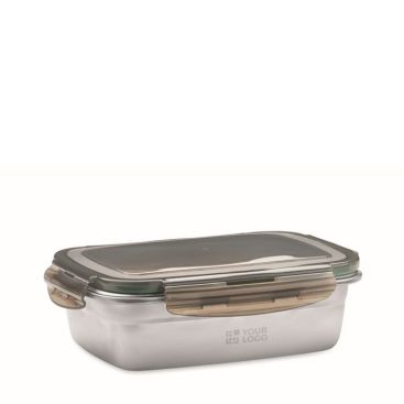 Fiambrera de acero inoxidable reciclado con 4 cierres 850ml