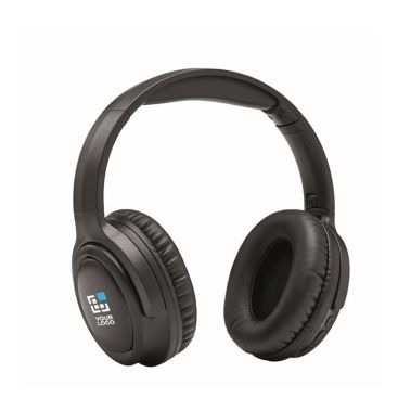 Auriculares inalámbricos plegables con manos libres y micrófono 17h color negro vista de impresión