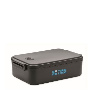 Fiambrera grande de PP reciclado con tapa hermética 2.2L en color negro