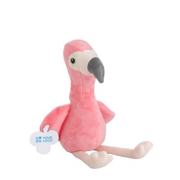 Peluche en forma de flamenco con posibilidad de personalizar etiqueta