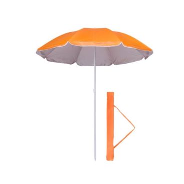 Sombrilla de poliéster de color y borde blanco y revestimiento UV Ø150 color naranja vista de impresión