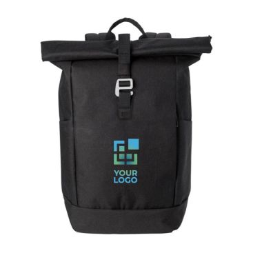 Mochila roll-top para portátil con tirantes acolchados 15'' color negro vista de impresión