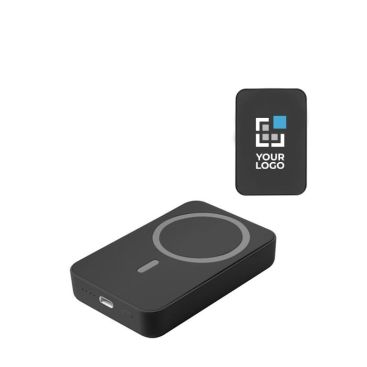 Powerbank de ABS con anillo magnetico ideal para fijar detrás del móvil 10.000 mAh en color negro o blanco para ferias