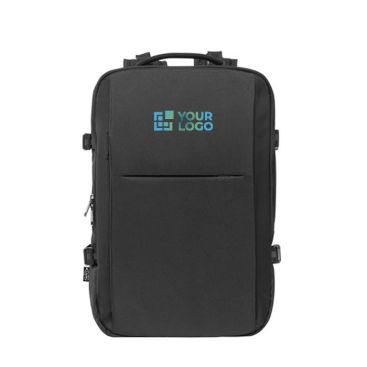 Mochila de viaje de poliéster reciclado denso para portátil 17,3'' en color negro