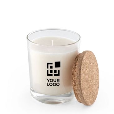 Vela aromática en vaso de cristal con tapa de corcho made in EU 180g