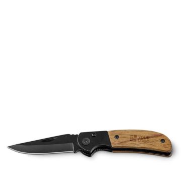 Navaja de bolsillo de acero inoxidable y madera con cierre vista principal