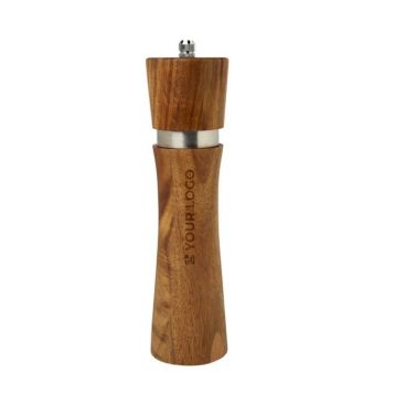 Molinillo de pimienta o sal hecho de cerámica con capa de madera