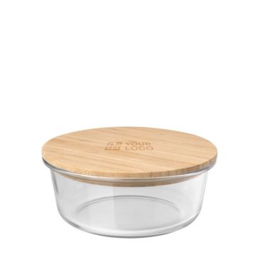 Ensaladera de vidrio de borosilicato con tapa de bambú 750ml