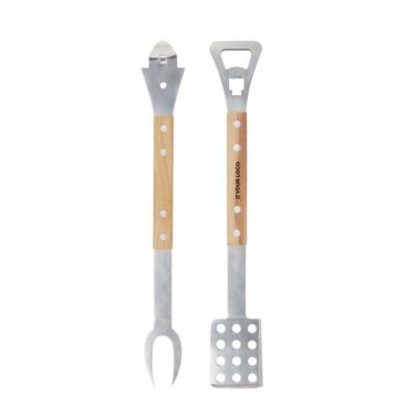 Kit de herramientas para barbacoa 4 en 1 con mango de madera