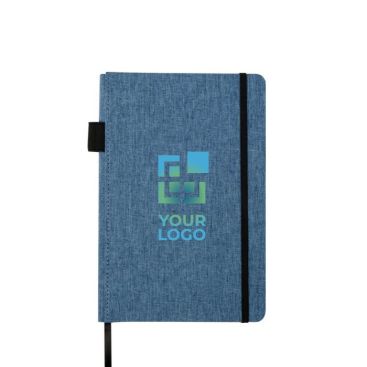 Libreta con tapa de tejido RPET con portabolígrafos A5 hojas a rayas