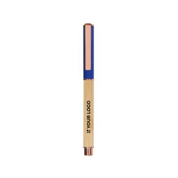 Roller de bambú y aluminio con detalles en oro rosa tinta azul