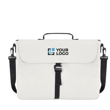 Maletín de portátil de suave PU con cinta de transporte ajustable 15'' e color beige con cierre de hebilla