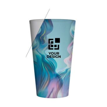 Vaso de plástico personalizado sin BPA transparente con bordes de 500ml para ferias y congresos