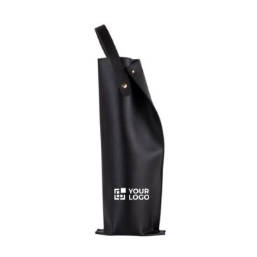 Funda para botellas de vino de cuero sintético con asa y fuelle