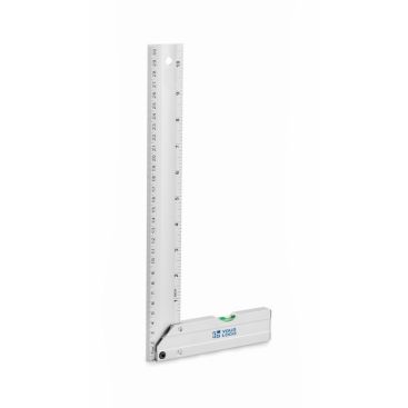 Escuadra de aluminio con nivel de burbuja en la base y regla de 30cm
