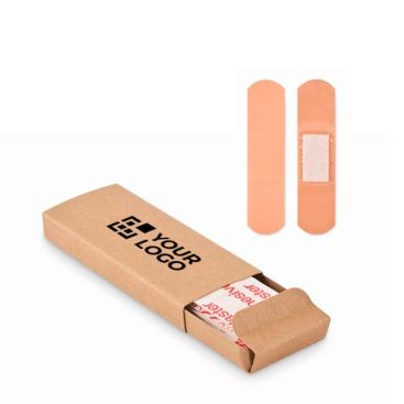 Set de 15 tiras adhesivas en caja personalizable con logotipo de papel reciclado