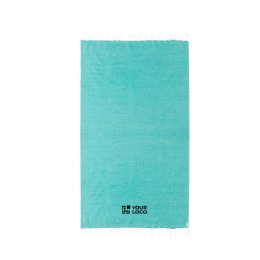 Fino pareo de algodón reciclado y RPET con flecos blancos 180 g/m2