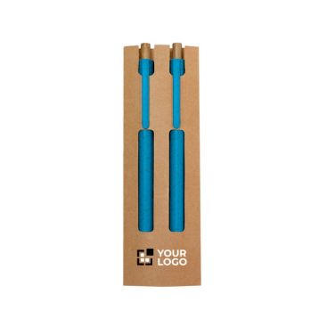Set de bolígrafo tinta azul y lápiz infinito hechos de caña de trigo
