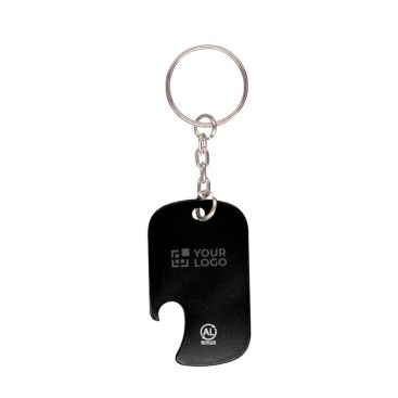 Llavero abridor en aluminio reciclado GRS de forma rectangular