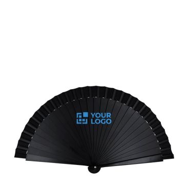 Abanico ligero unicolor de tela de poliéster personalizable disponible en blanco o negro