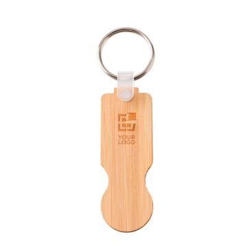 Llavero de bambú con moneda para carro con estilo compacto