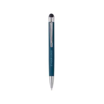 Bolígrafo de aluminio táctil en estuche de metal tinta azul