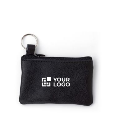 Monedero de piel con cremallera y llavero para personalizar