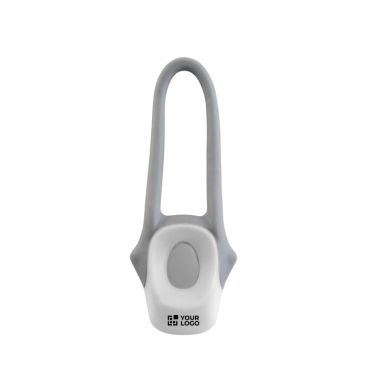 Luz para bicicleta con 2 luces LED y asa de silicona para fijación color blanco vista de impresión