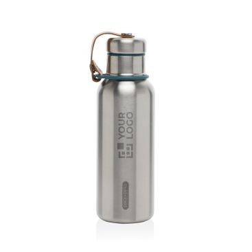 Botella térmica de acero inoxidable con asa Black+Blum 500ml color turquesa vista de impresión
