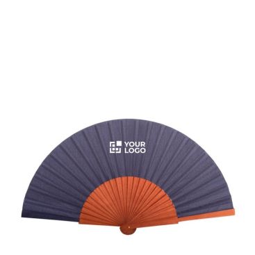 Abanico personalizable de madera oscura y tela de poliéster de 23 cm