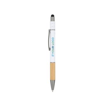 Bolígrafo con detalle de bambú y un spinner anti estrés tinta azul vista principal