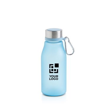 Botella de plástico reciclado estilo mate con mosquetón 350ml