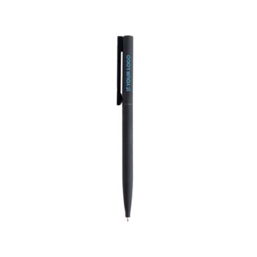 Bolígrafo elegante y fino de latón y acero inoxidable tinta azul