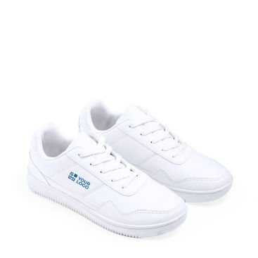 Zapatillas blancas de poliéster con cordoneras a juego vista principal