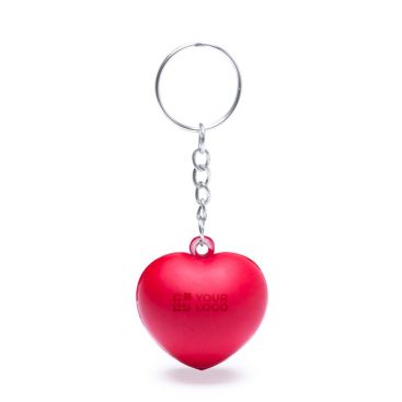 Llavero con un antiestrés en forma de corazón para personalizar con logotipo de empresa