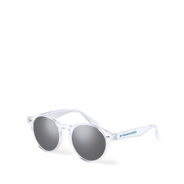 Gafas de sol con lentes corporativas en color negro y circulares UV400 para empleados