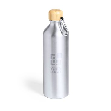 Botella de aluminio grande con tapón de bambú y mosquetón 800ml Helsinki