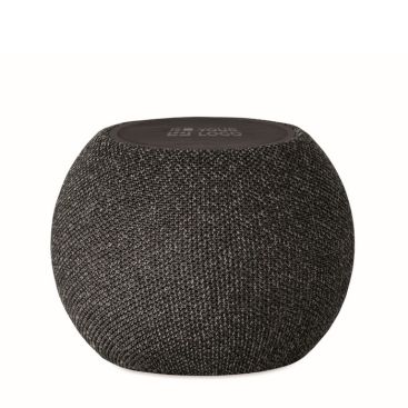Altavoz redondo con detalle de bambú negro en parte superior