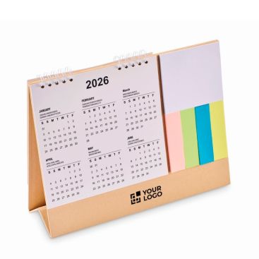Calendario de sobremesa con notas adhesivas y bloc de notas