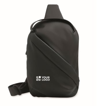 Elegante bandolera de cuero sintético negro de suave tacto