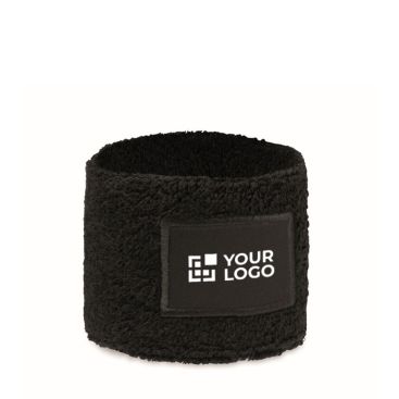 Muñequera de ejercicio de poli algodón con parche personalizable