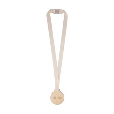 Medalla de madera con cordón de algodón con hebilla de seguridad