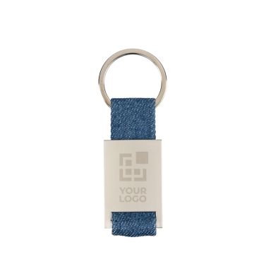 Llavero de zinc personalizable con detalle de tela vaquera